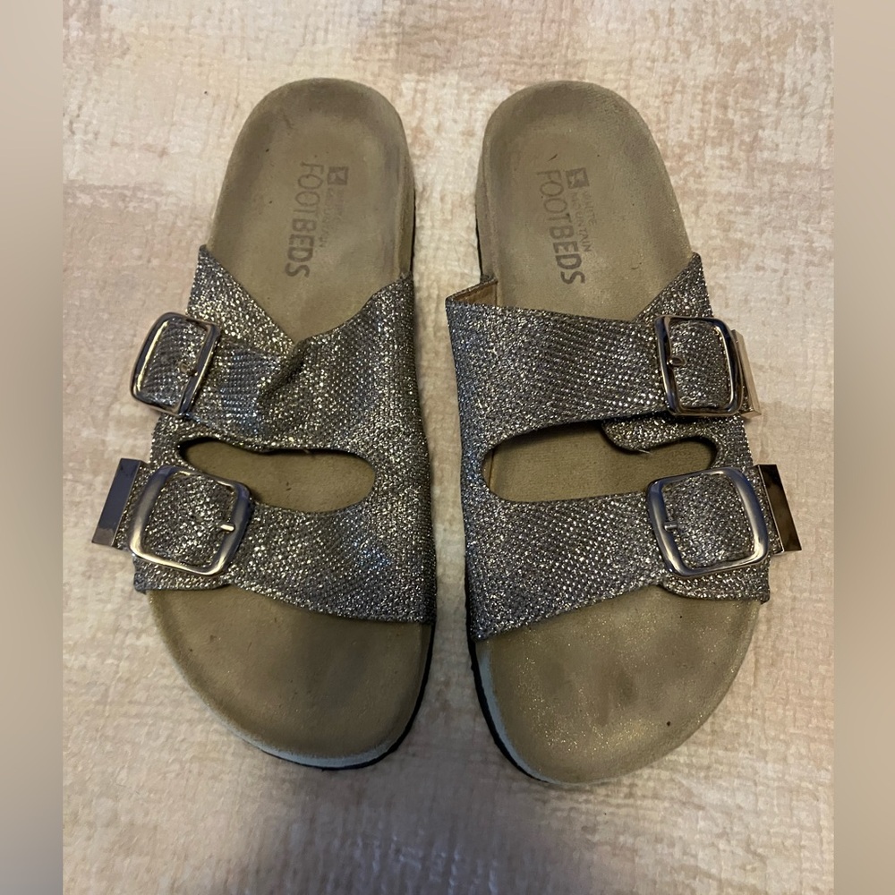 White Mountain Glitter Sandals with Buckles